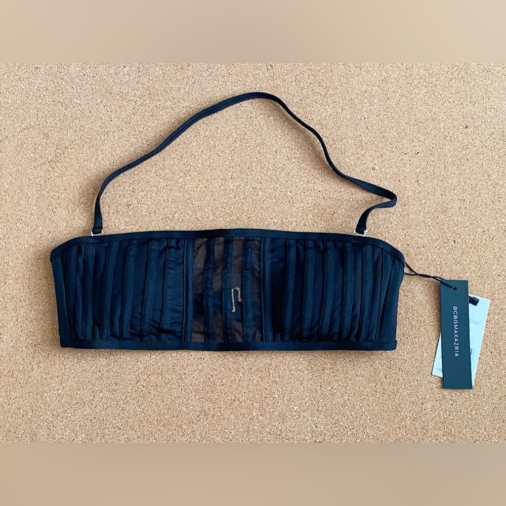 NWT BCBG  Women’s Sheer Panel Bandeau Bikini Top